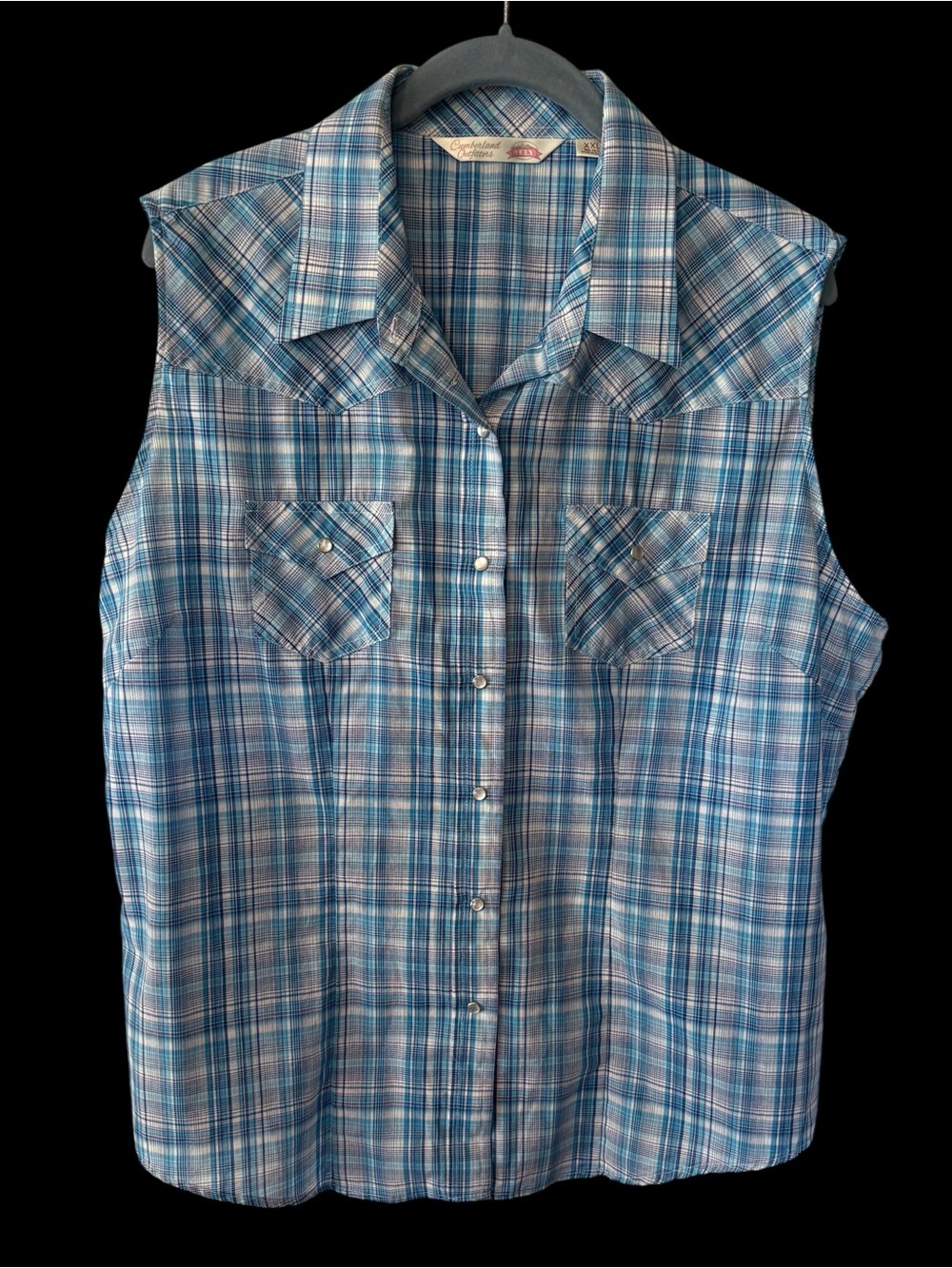Cumberland Outfitters XXL Blue Plaid Button-Down Shirt